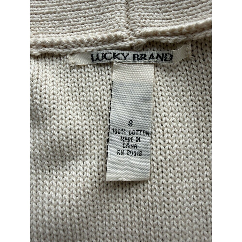 Lucky Brand 100% Cotton Beige Button Up Cardigan Sweater Womens Size Small - Picture 3 of 7